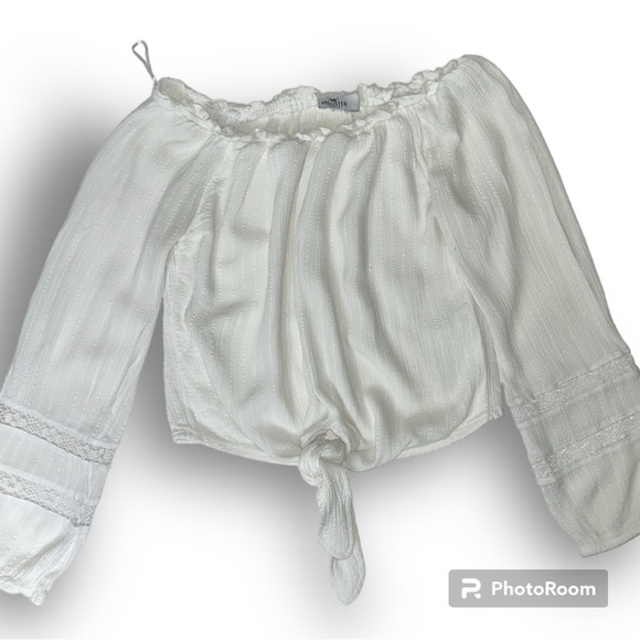 Hollister Off-the-Shoulder Tie Front Blouse - Picture 3 of 5